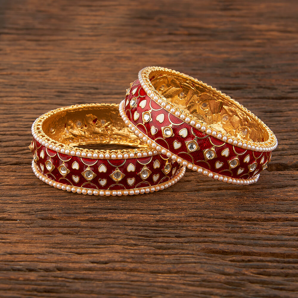 Buy 9blings Red Gold-Plated Metal Meenakari Bangles For Women (4 pieces)  Online at Best Prices in India - JioMart.