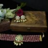 Traditional Gold Plalted Kundan Pearl Pastel Beads Layered Necklace Set With Earrings