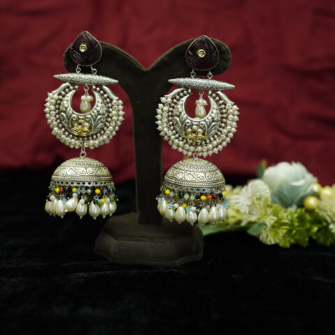 Silver pearl jhumki 3