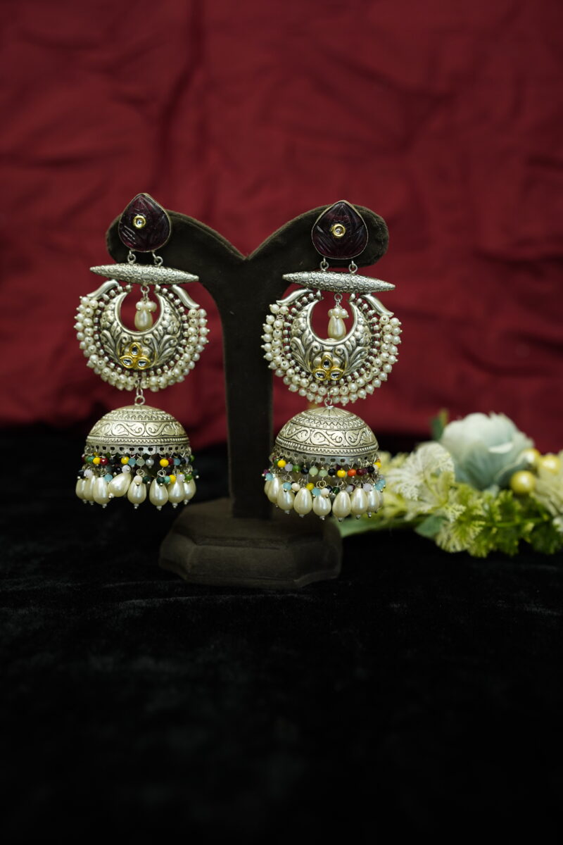 Silver pearl jhumki 3