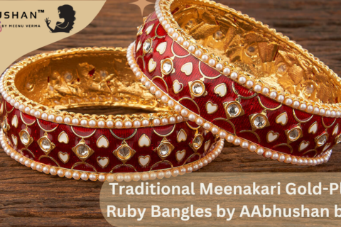 Traditional Meenakari Gold-Plated Ruby Bangles by AAbhushan by MV