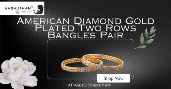 American Diamond Gold Plated Two Rows Bangles Pair
