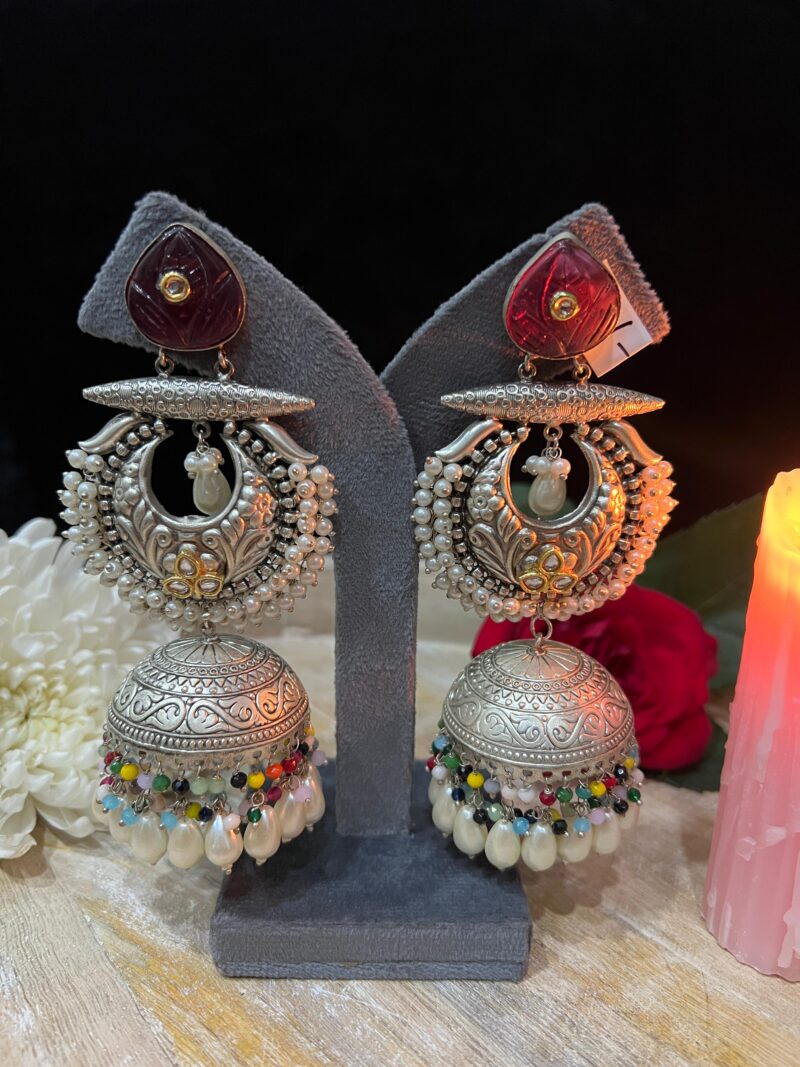 Silver Multicolored Traditional Jhumka – A Splash of Culture and Color